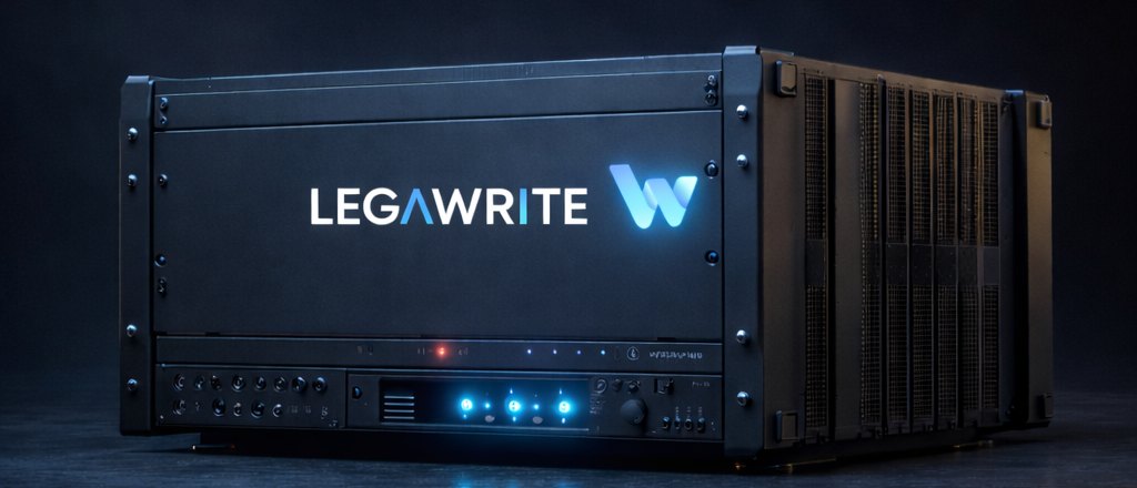 The Legawrite.AI air-gapped deployment, shown as a rack server that sits inside your own walls