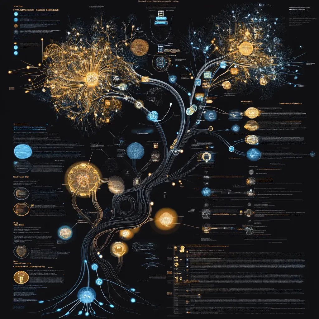 A branching map of connected document nodes